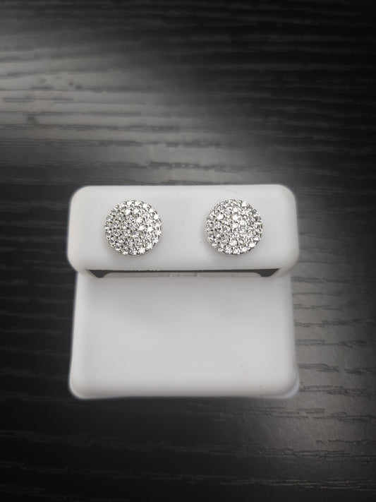 8mm Round Pave Set Moissanite Earnings 925 Sterling Silver